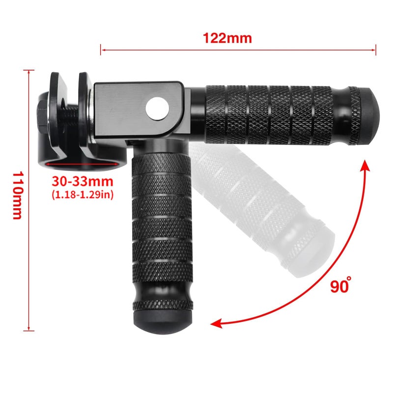 YWLUWEI M8 Motorcycle Foot Rests Motorbike Foldable Foot Pegs Front Footpeg Rear Footpeg Electric Car Anti-Skid Rearsets Folded Footrest Bicycle 90 Degree Fixed Folding Passenger Pedal Supports(Black) - Image 4